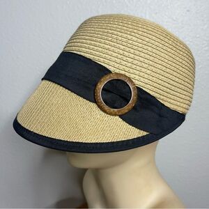 D&Y Tan and Black Women's Hat with Gold Detail